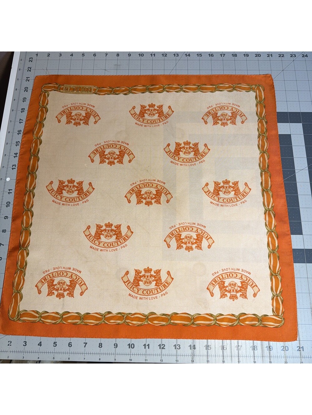 Juice Couture Logo Silk Scarf Y2K Vintage EUC 21”x21”